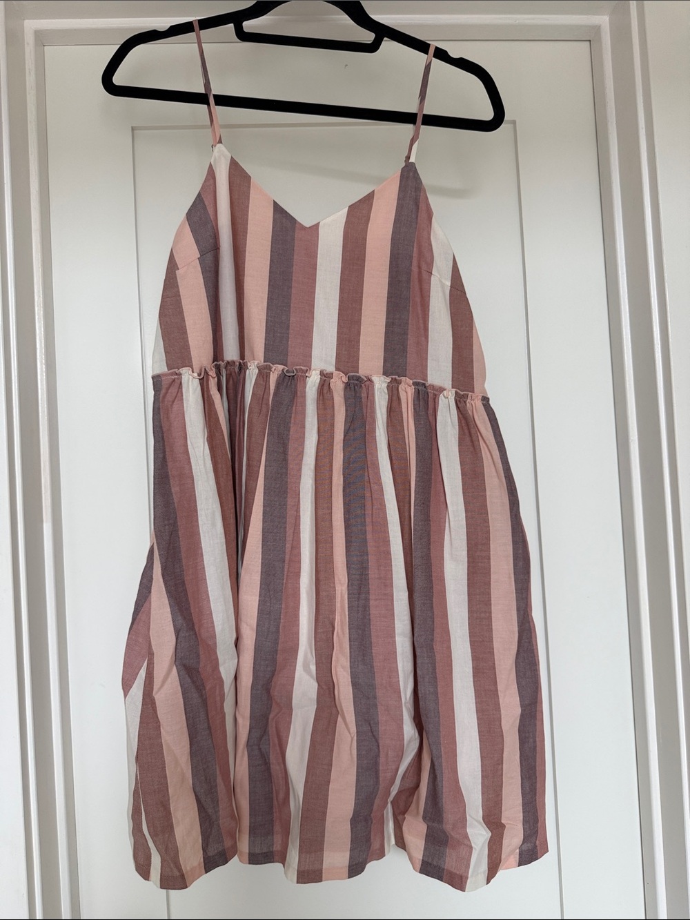 Madewell Pink, Cream & Brown Striped Spaghetti-Strap Dress